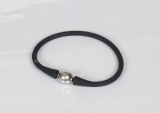 Designer rubber bracelet Silver pearl